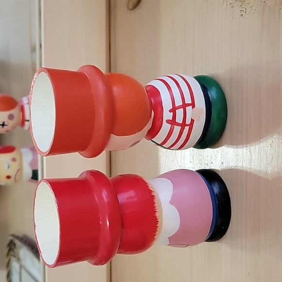 Wood Clown Painted Egg Cups - Picture 3 of 4